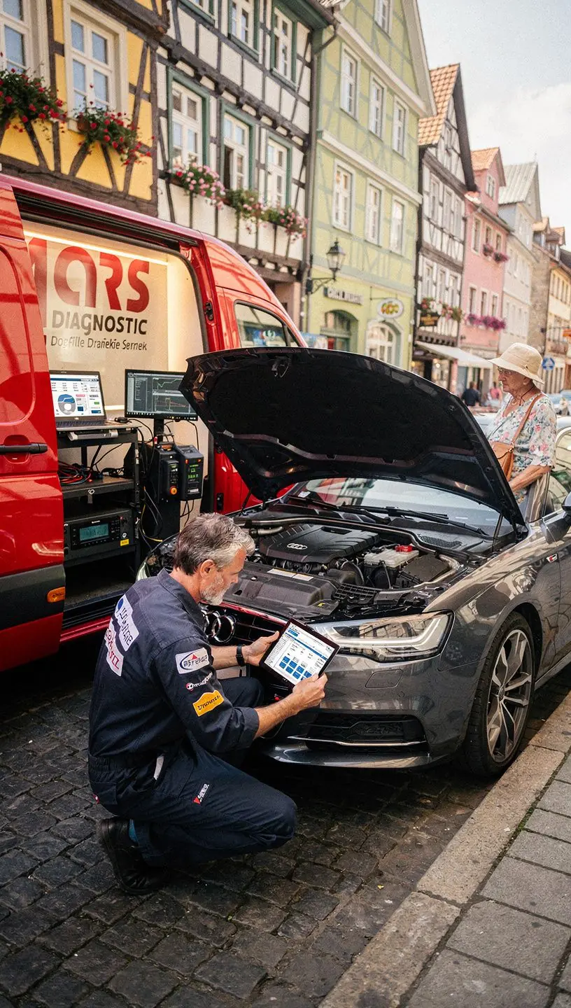Grafische Darstellung einer klar strukturierten Fehlerliste mit Priorisierung der Reparaturmaßnahmen für Autofahrer.